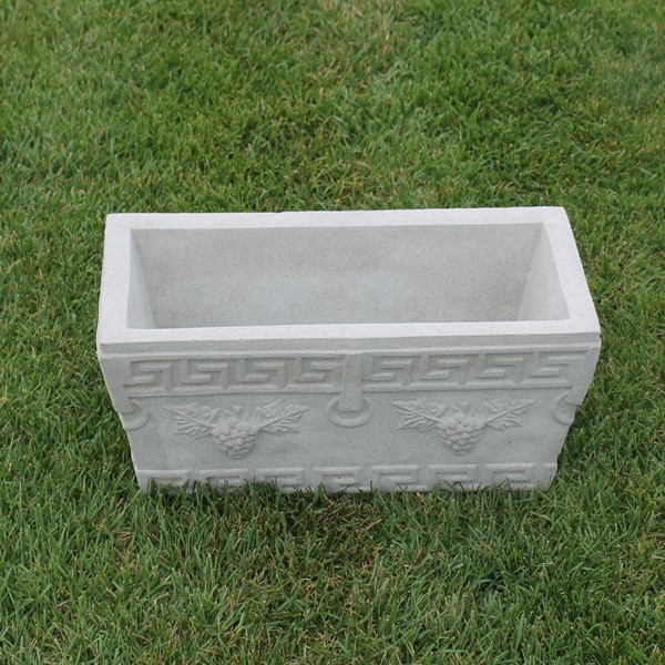 The small Grecian planter box features the geometric design along the top band and the grape and vine design below