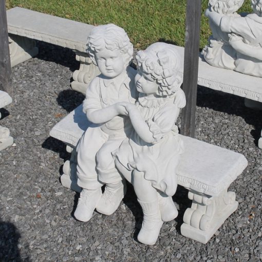 Sitting Kids on Bench 1 N Concrete Garden Supply