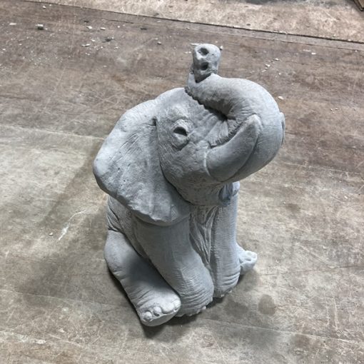 Sitting Elephant with Trunk Up N Concrete Garden Supply