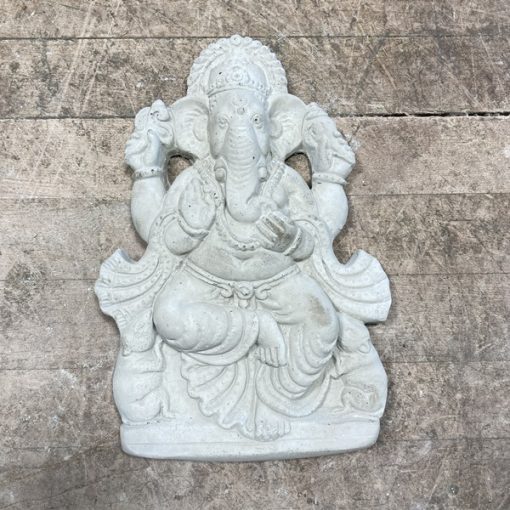 Ganesh with Flat Bottom Plaque N Concrete Garden Supply