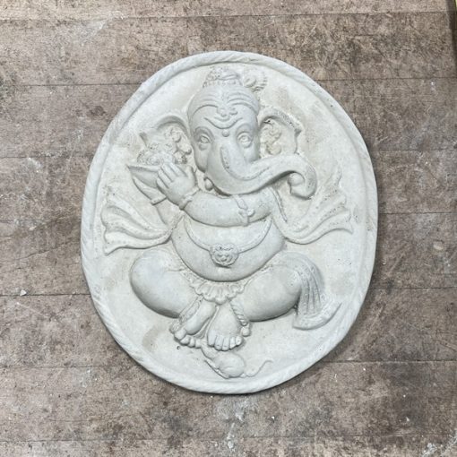 Round Ganesh Plaque N Concrete Garden Supply