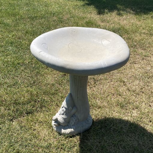 Gnome Mushroom Small Bird Bath N Concrete Garden Supply