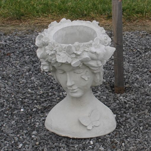 Head Planter with Butterflies N Concrete Garden Supply