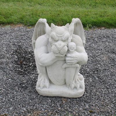 Silus Gargoyle with sheild and sword N Concrete Garden Supply