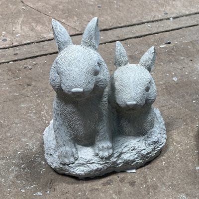 Two Bunnies out of Burrow N Concrete Garden Supply