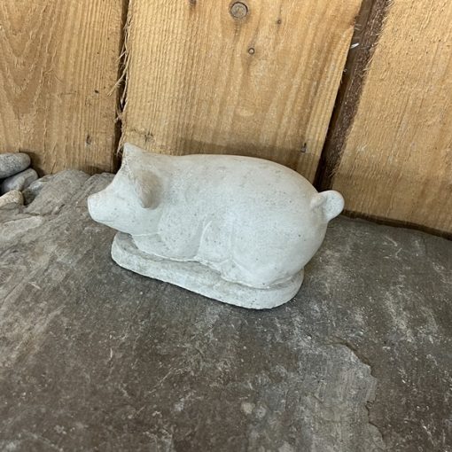 Small Smooth Pig on Base N Concrete Garden Supply