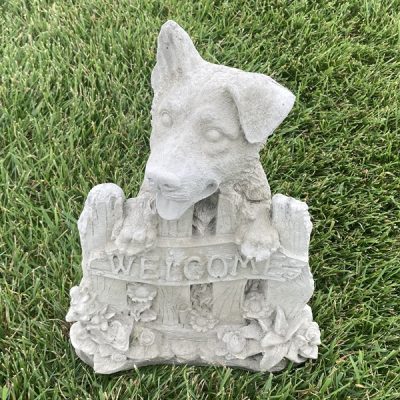 Welcome Dog on Fence N Concrete Garden Supply