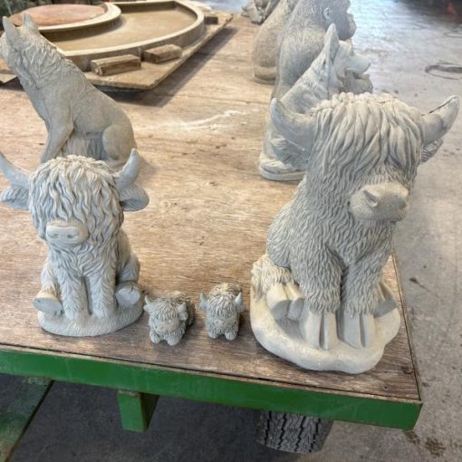 Highland Cow Family N Concrete Garden Supply