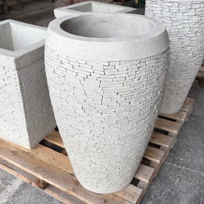 Large Round Slate Stack Planter