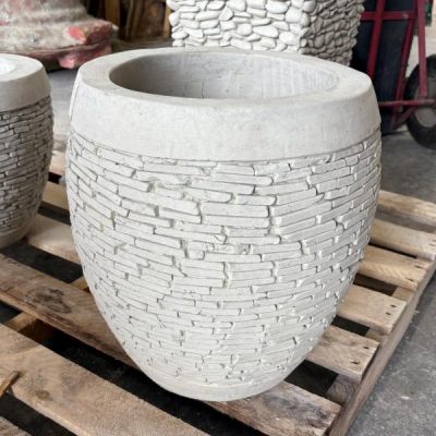 Medium Round Slate Stack Planter N Concrete Garden Supply