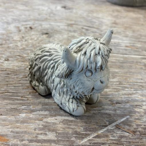 Mini Highland Cow Laying 1 N Concrete Garden Supply