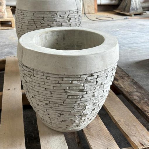 Small Round Slate Stack Planter N Concrete Garden Supply
