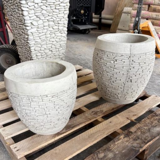 Small and Medium Round Slate Stack Planters N Concrete Garden Supply