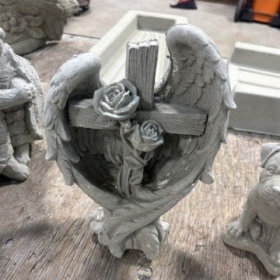 Angel Wings with Cross and Rose