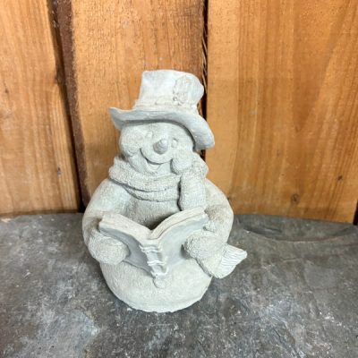 Jolly Snowman reading book N Concrete Garden Supply